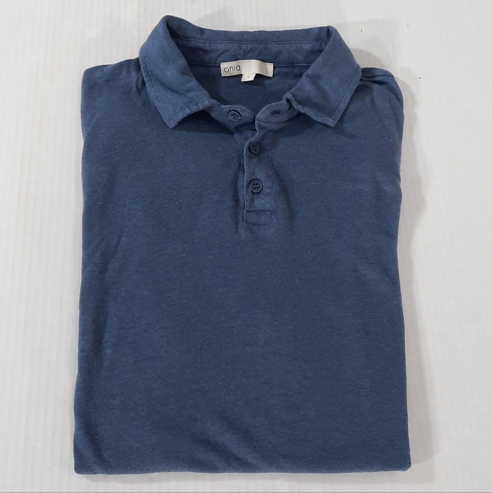Onia Linen Blend Polo Shirt